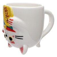 Maneki Neko Lucky Cat Upside Down Cup made of dolomite ceramic