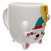 Maneki Neko Lucky Cat Upside Down Cup made of dolomite ceramic