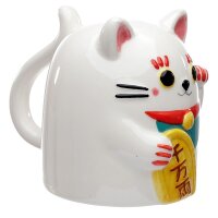 Maneki Neko Lucky Cat Upside Down Cup made of dolomite ceramic