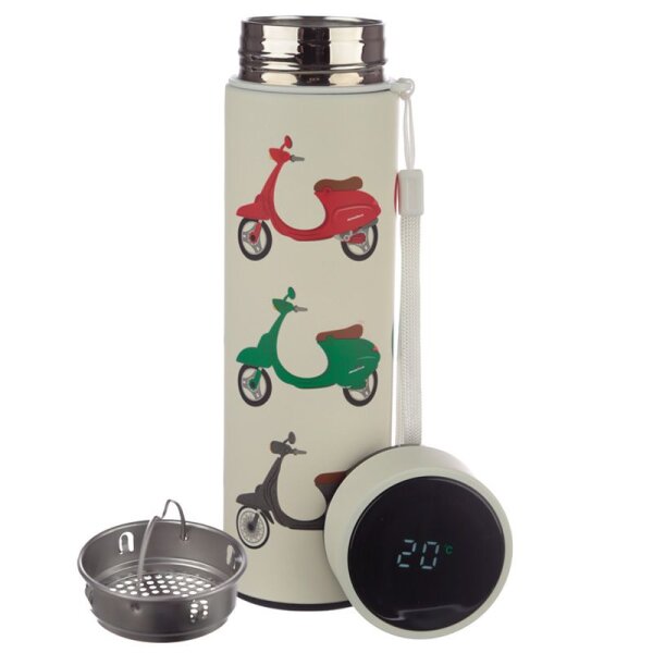 Scooter Edelstahl wiederverwendbare Thermo Isolier- Edestahl Trinkflasche mit Digital Thermometer 450ml