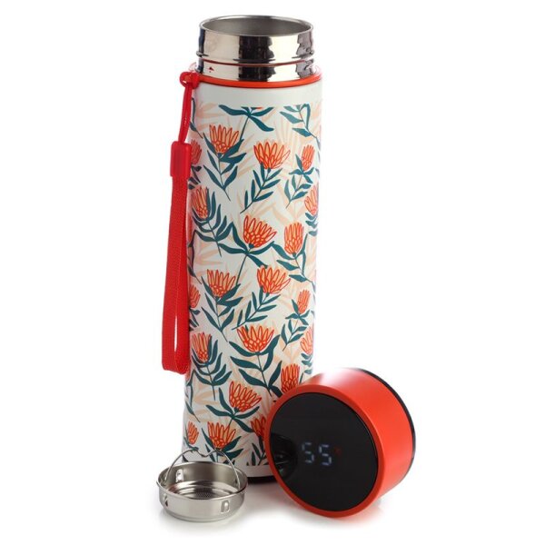 Pick of the Bunch wiederverwendbare Thermo Isolier- Edestahl Trinkflasche mit Digital Thermometer 450ml