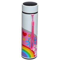 Volkswagen Bulli VW Bus T1 Summer Love wiederverwendbare Thermo Isolier- Edestahl Trinkflasche mit Digital Thermometer 450ml
