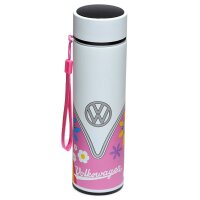 Volkswagen Bulli VW Bus T1 Summer Love wiederverwendbare Thermo Isolier- Edestahl Trinkflasche mit Digital Thermometer 450ml