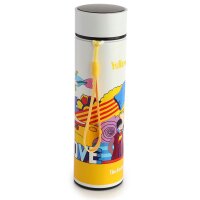 Yellow Submarine wiederverwendbare Thermo Isolier- Edestahl Trinkflasche mit Digital Thermometer 450ml