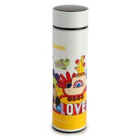 Yellow Submarine wiederverwendbare Thermo Isolier- Edestahl Trinkflasche mit Digital Thermometer 450ml