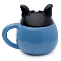 Dog Squad Französische Bulldogge piepsender Tier-Deckel Tasse aus Dolomit-Keramik