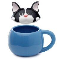 Dog Squad Französische Bulldogge piepsender Tier-Deckel Tasse aus Dolomit-Keramik