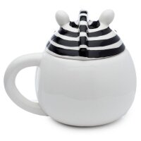 Adoramals Zebra piepsender Tier-Deckel Tasse aus Dolomit-Keramik