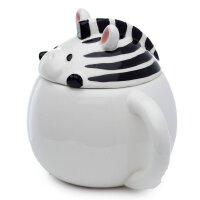 Adoramals Zebra piepsender Tier-Deckel Tasse aus Dolomit-Keramik