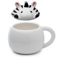 Adoramals Zebra piepsender Tier-Deckel Tasse aus Dolomit-Keramik