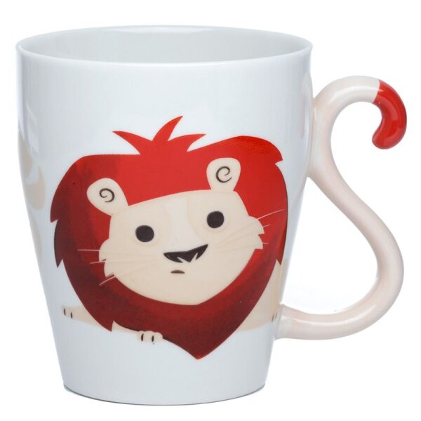 Lion Zooniverse tail-shaped handle porcelain cup