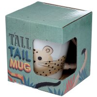Cheetah Zooniverse tail-shaped handle cup made of porcelain.
