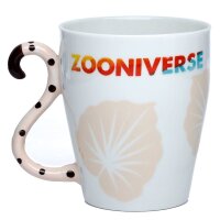 Cheetah Zooniverse tail-shaped handle cup made of porcelain.