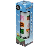 Minecraft Faces wiederverwendbare Thermo Isolier- Edestahl Trinkflasche mit Digital Thermometer 450ml