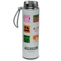 Minecraft Faces wiederverwendbare Thermo Isolier- Edestahl Trinkflasche mit Digital Thermometer 450ml