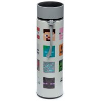 Minecraft Faces wiederverwendbare Thermo Isolier- Edestahl Trinkflasche mit Digital Thermometer 450ml