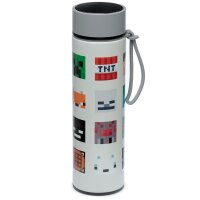 Minecraft Faces wiederverwendbare Thermo Isolier- Edestahl Trinkflasche mit Digital Thermometer 450ml