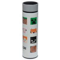 Minecraft Faces wiederverwendbare Thermo Isolier- Edestahl Trinkflasche mit Digital Thermometer 450ml