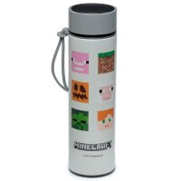 Minecraft Faces wiederverwendbare Thermo Isolier- Edestahl Trinkflasche mit Digital Thermometer 450ml