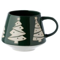 Weihnachtsbaum Steingut Tasse - grün 400ml