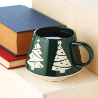 Weihnachtsbaum Steingut Tasse - grün 400ml