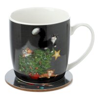 Kim Haskins Christmas Tree Cat Mug & Coaster Set made of Porcelain 300ml