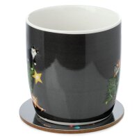 Kim Haskins Christmas Tree Cat Mug & Coaster Set made of Porcelain 300ml