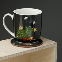 Kim Haskins Christmas Tree Cat Mug & Coaster Set made of Porcelain 300ml