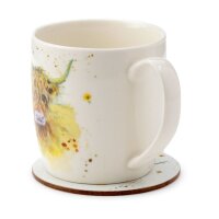 Jan Pashley Highland Coo Kuh Tasse & Untersetzer Set 300ml