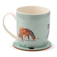 Willow Farm Pferde Tasse & Untersetzer Set
