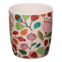 New China porcelain mug with autumn flower pattern.