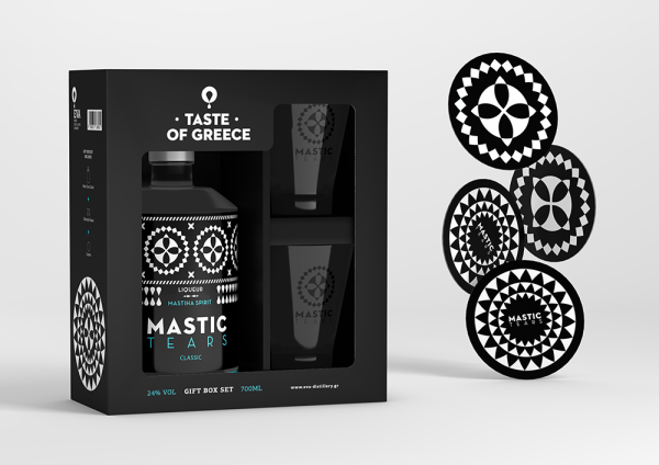 MASTIC TEARS Classic Liqueur 24% vol. 700ml in a gift set.